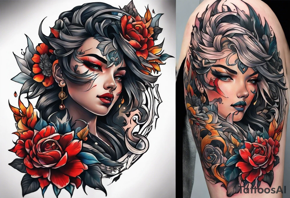 I want to create two arm tattoos incorporating overcoming fears, and fighting inner battles with myself, finding self-respect, self love tattoo idea