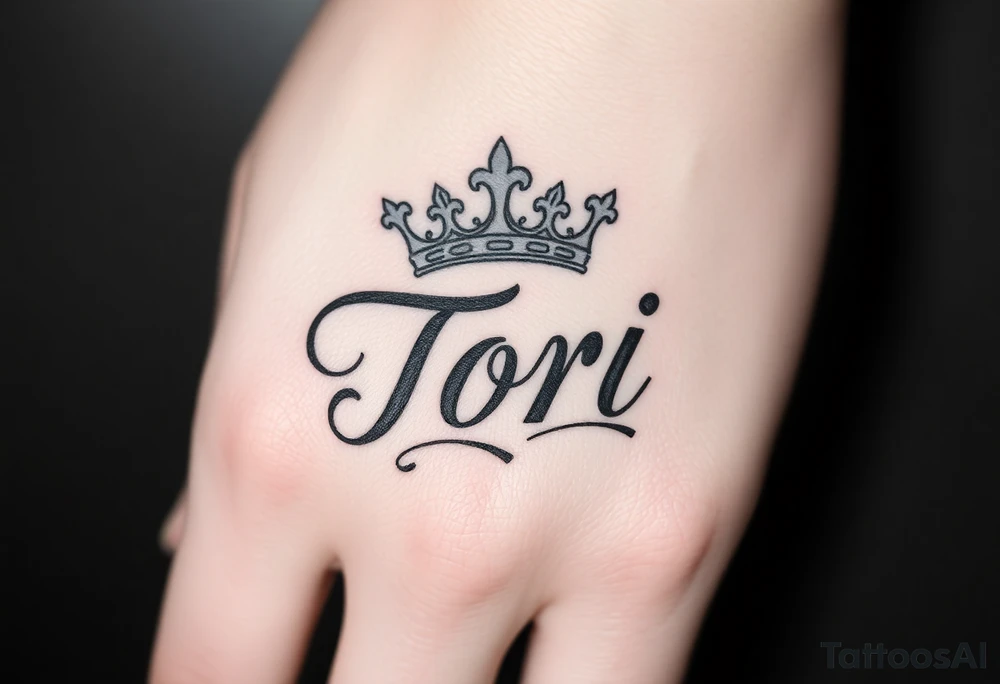 Name Tori with crown tattoo idea