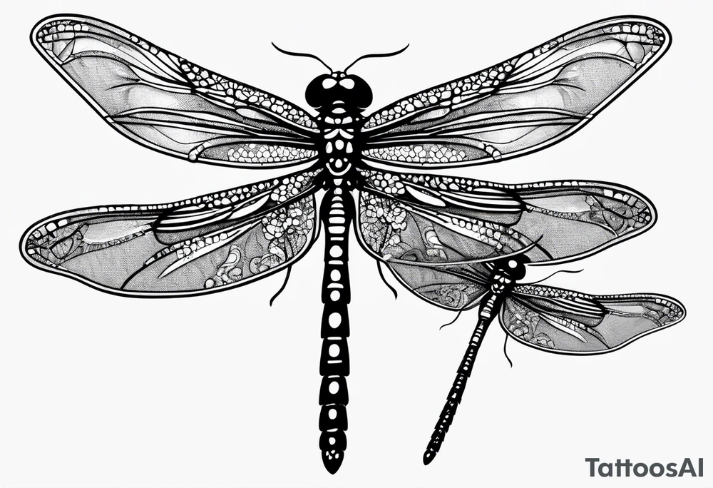 4 dragonflies flying together tattoo idea