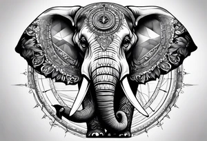 Compass held by an elephant tattoo idea