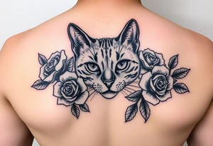 Burmese cat with roses tattoo idea