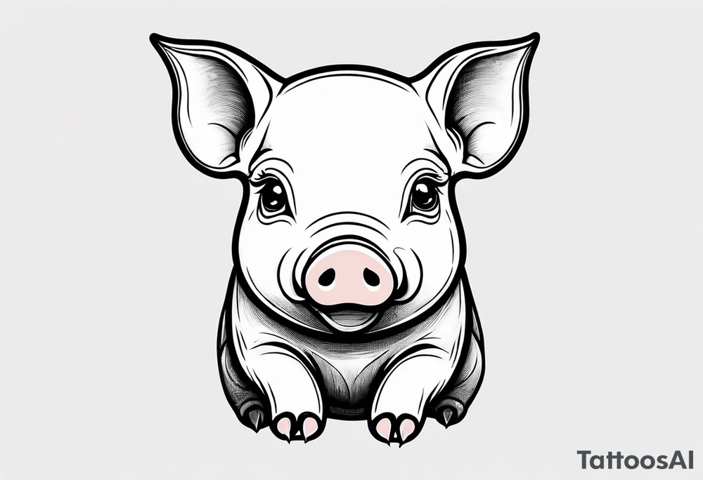 cute pig or piglet.
with text: "friends not food" tattoo idea cute pig or piglet.
with text: "friends not food" tattoo idea