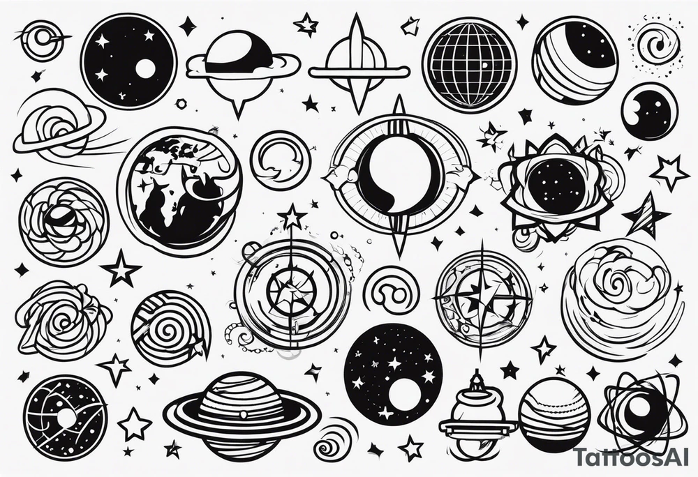 tecnologia e astronomia varias pequenas tattoo idea