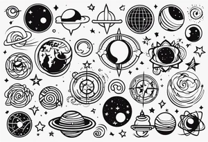tecnologia e astronomia varias pequenas tattoo idea