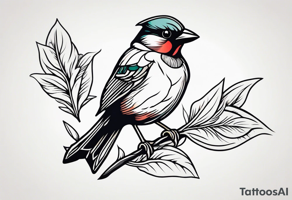 Sparrow traditional tattoo idea