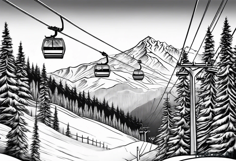 ski resort with 
chair lifts tattoo idea