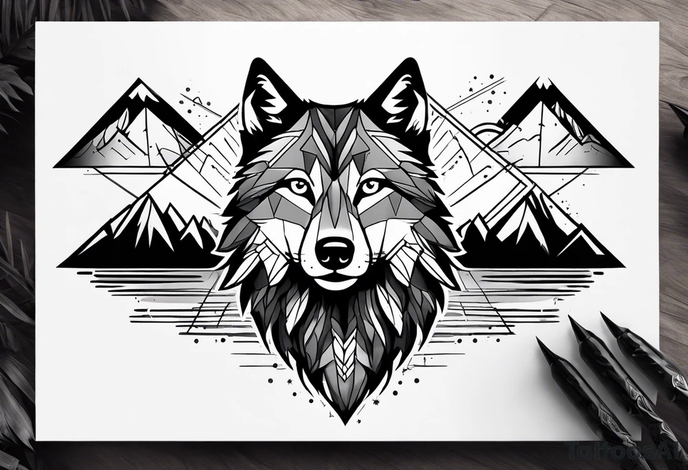 Mountains, wolf eyes underneath tattoo idea