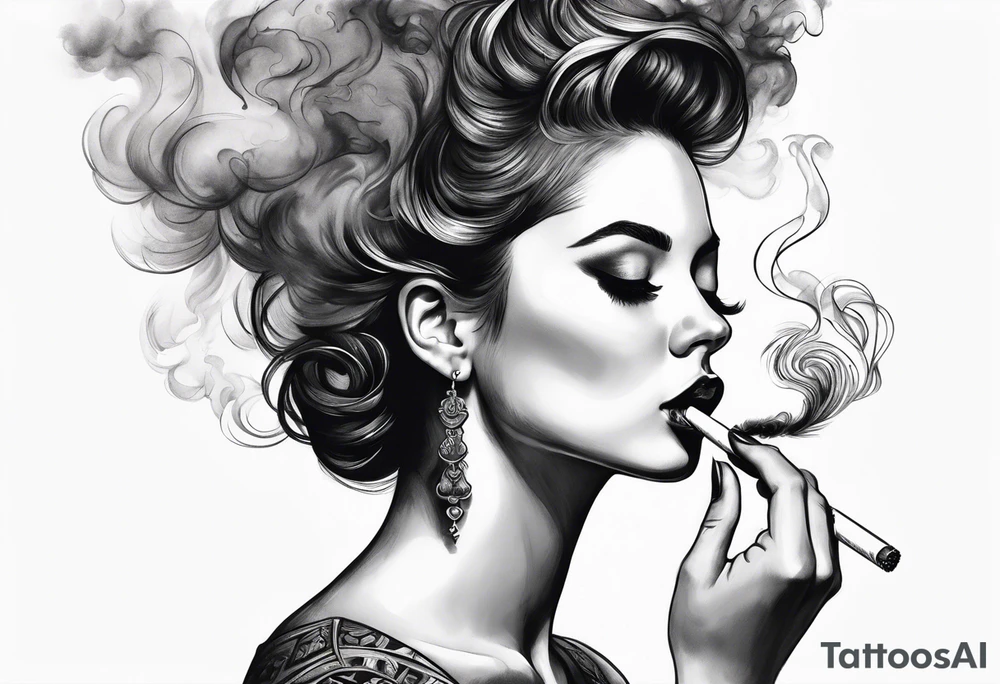 Draw me black smoke coming out of a cigarette tattoo idea