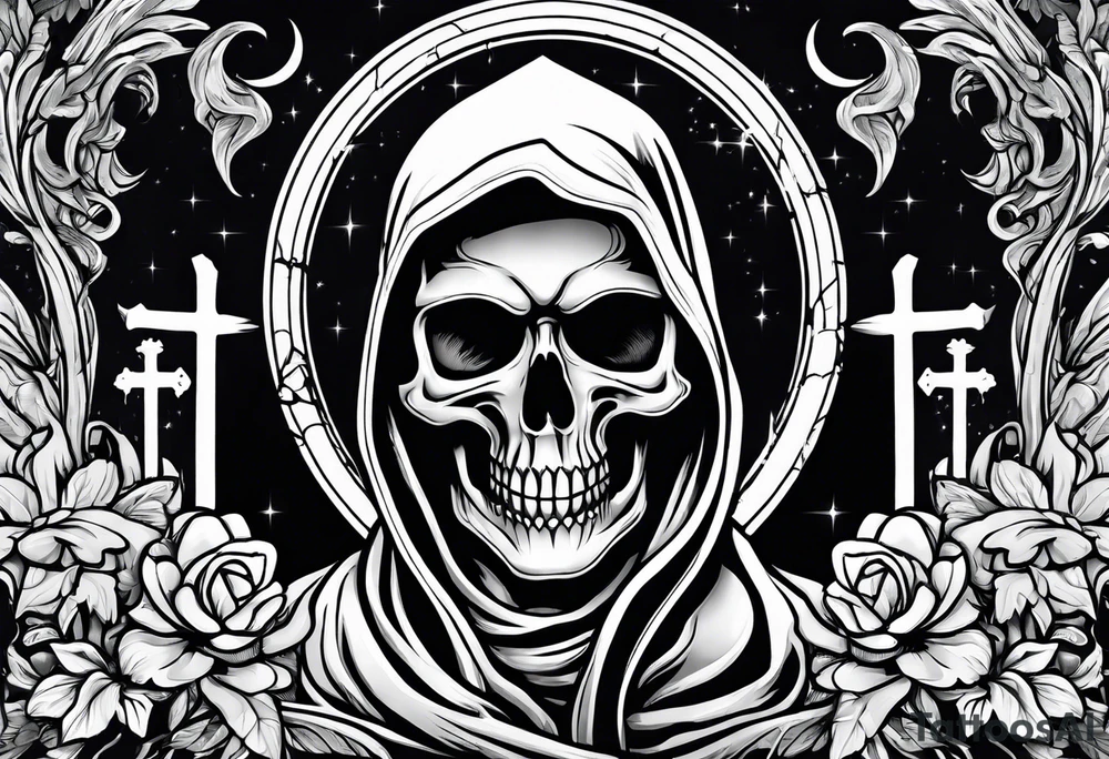 grim reaper skull cemetery tattoo idea