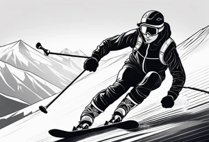 Line drawing skier tattoo idea