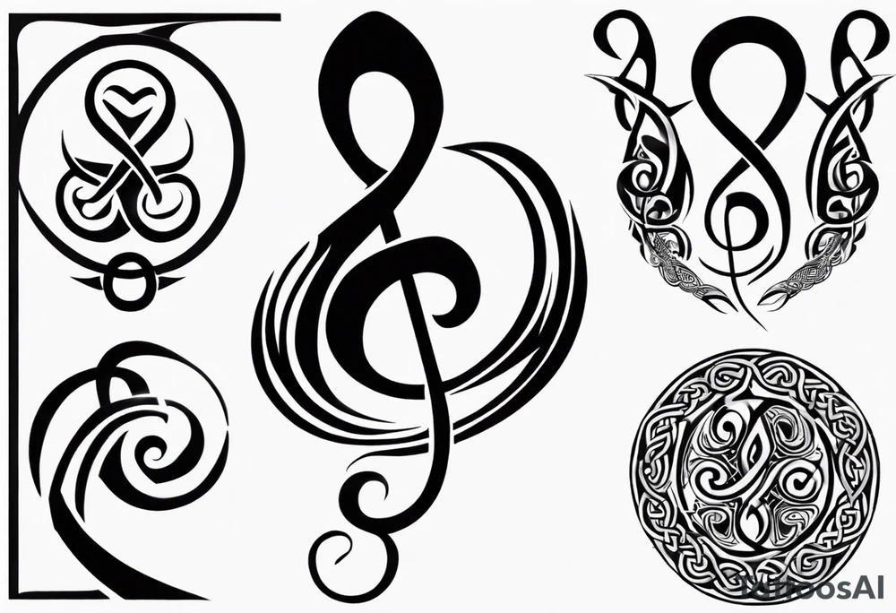 celtic an maori fusion design with a treble clef. tattoo idea