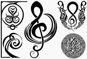 celtic an maori fusion design with a treble clef. tattoo idea