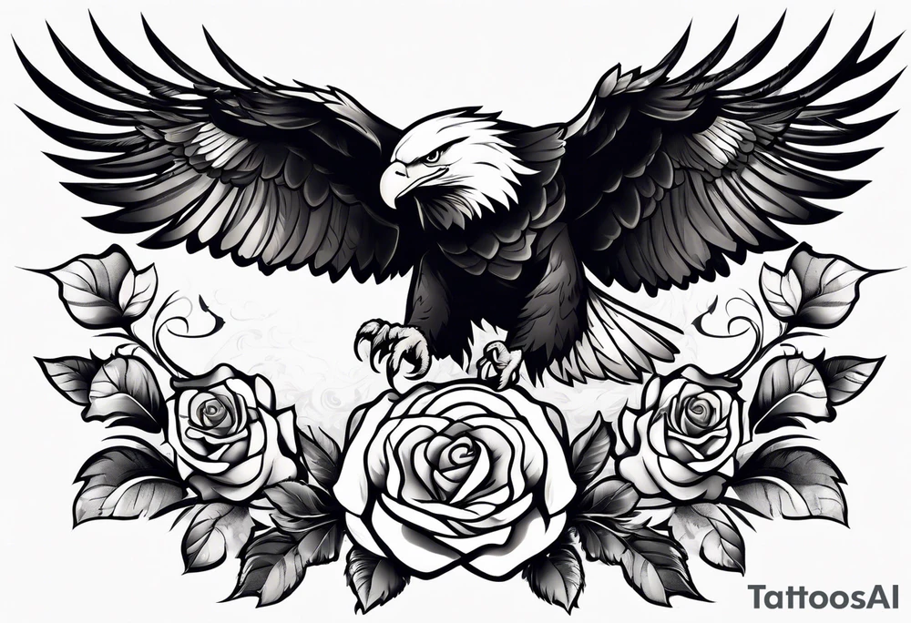 Eagle and rose tattoo idea