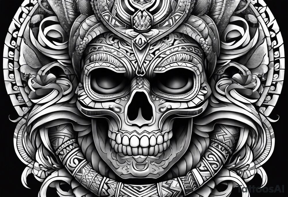 aztec snake sleeve tattoo idea