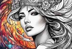 Resurrection Beautiful woman rising from her dead self to inner peace and self-love tattoo idea