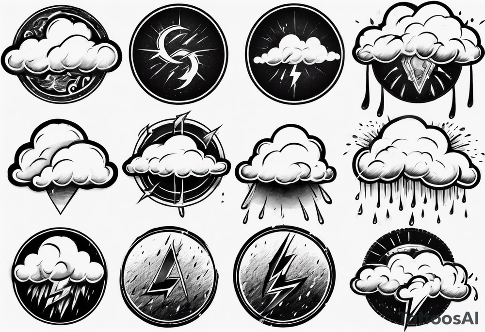 a cloud with rain and thunder tattoo idea