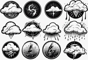 a cloud with rain and thunder tattoo idea