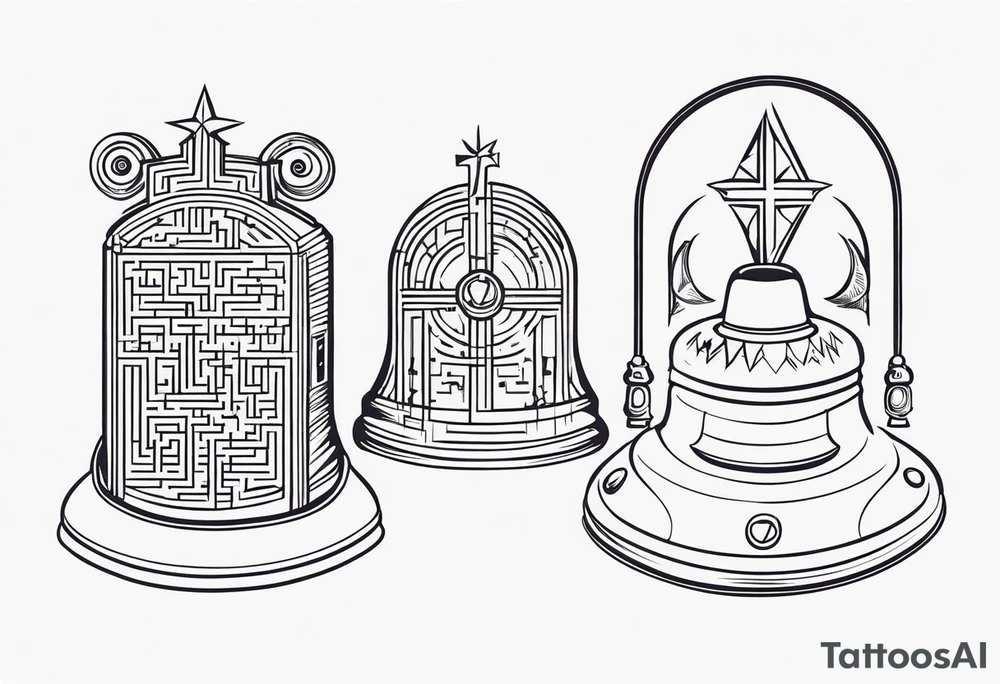 Bell, Maze, tracks, North Star, Graveyard, Mask, Eternal, Rewind, tattoo idea