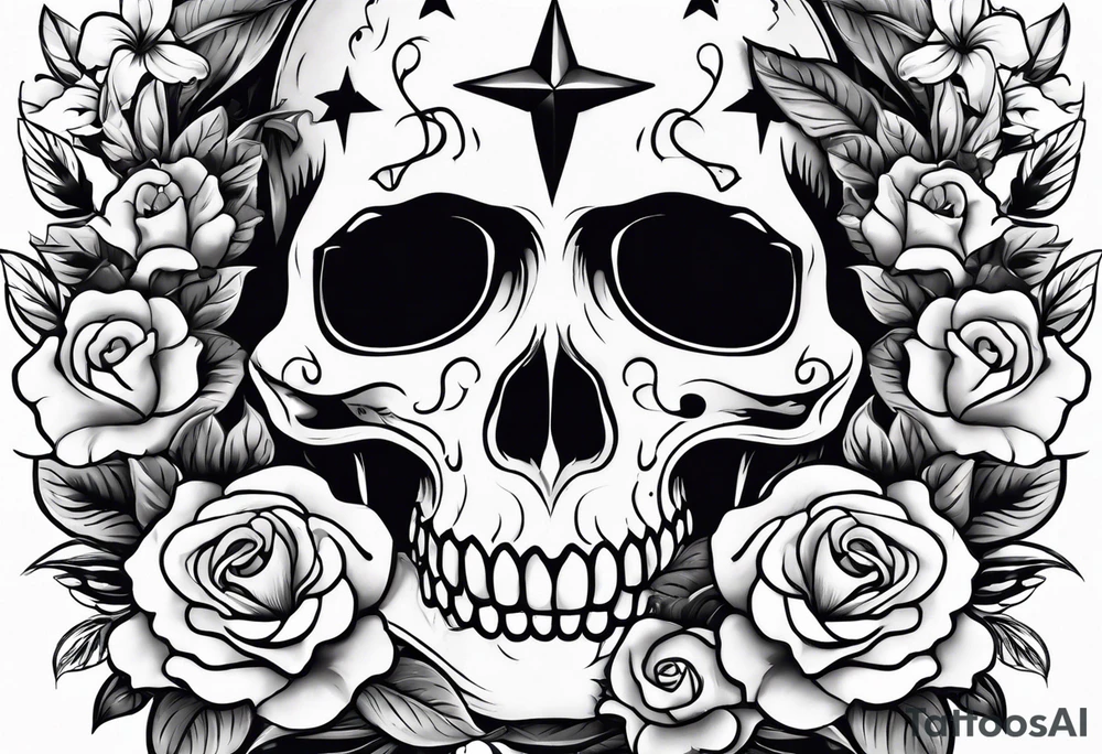 Ghost face holding flowers tattoo idea