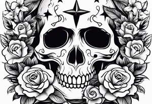 Ghost face holding flowers tattoo idea