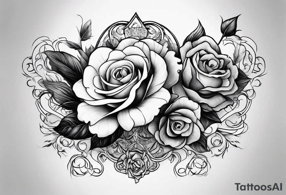 The word NoLuv with clouds and a dead rose around it tattoo idea