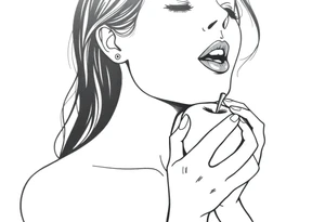 Beautiful woman eating an apple tattoo idea