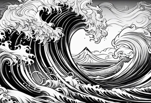 Poseidon steht in einer Welle im Meer tattoo idea