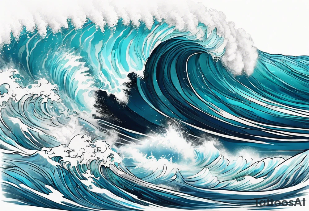waves with "come what may" written underneath in cursive for forearm tattoo idea