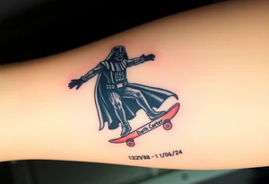 Darth Vader skateboarding > bullets > in loving memory > colors
add words "Darth Carter" to skateboard
add date 12/29/88-01/06/24 tattoo idea