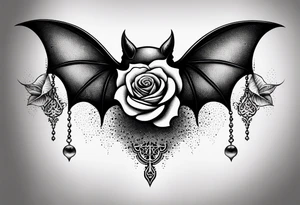 Gothic tattoo with bat and rose tattoo idea