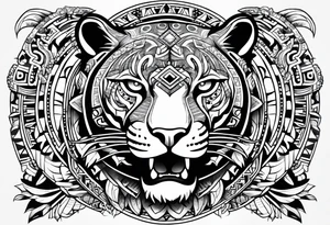 jaguar aztec shoulder tattoo idea