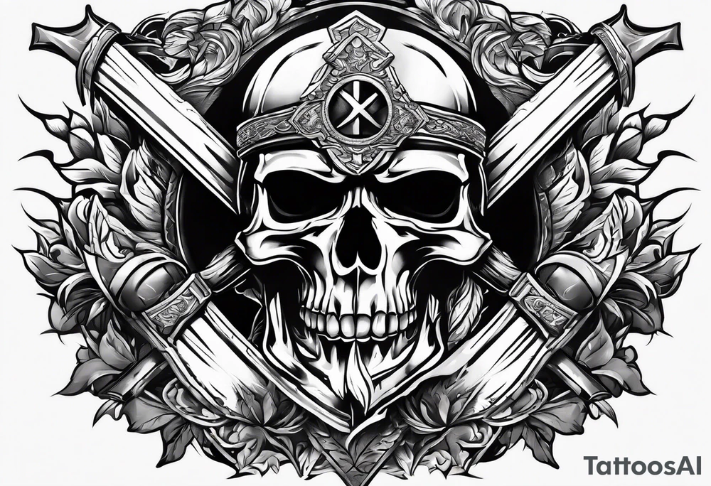 Forearm symbol of war and peace horizontal 30x8cm tattoo idea