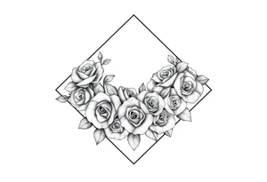Small Roses filing up the inside of an elongated diamond shape tattoo idea