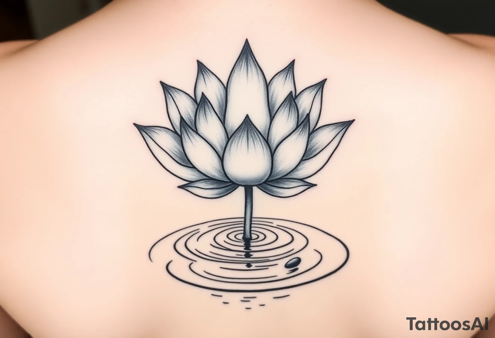 serene lotus flower emerging from sacred waters with ripples tattoo idea