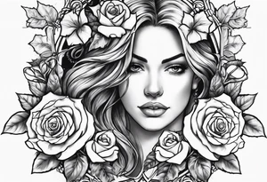 Broken sword with roses and ivy tattoo idea