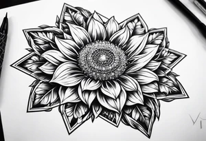 sun flower diamond fire tattoo idea