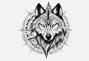 want a half sleeve on my left forearm featuring a side profile of wolf with a vegvisir for its eye, incorporating Māori patterns and Norse symbols tattoo idea
