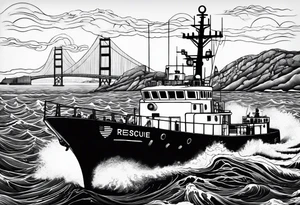 Coast Guard rescue near alcatraz with radio waves tattoo idea
