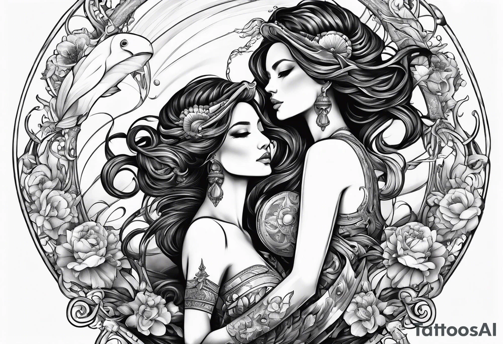 Aquarius and cancer merging together as one tattoo idea