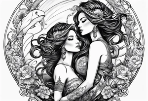 Aquarius and cancer merging together as one tattoo idea
