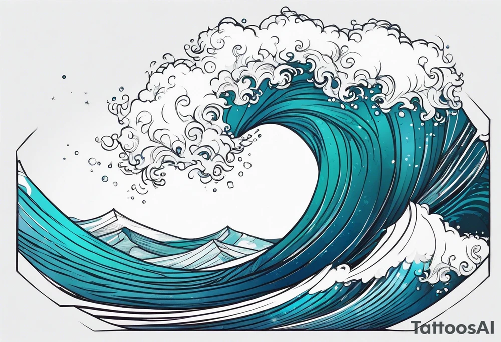 waves in ocean simple with boarder tattoo idea