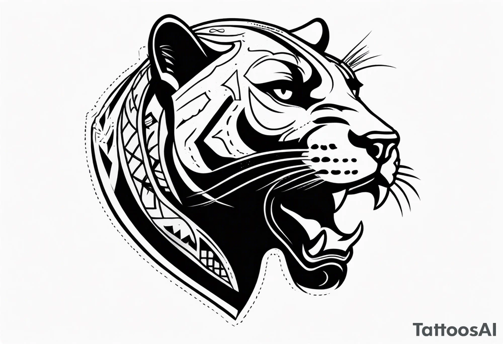 Panther with old school tattoos tattoo idea
