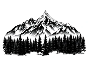 forest mountains under the northen lights tattoo idea