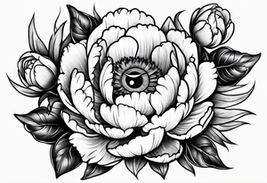 Peonies evil eye tattoo idea
