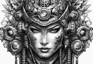 Modern robot ninja tattoo idea
