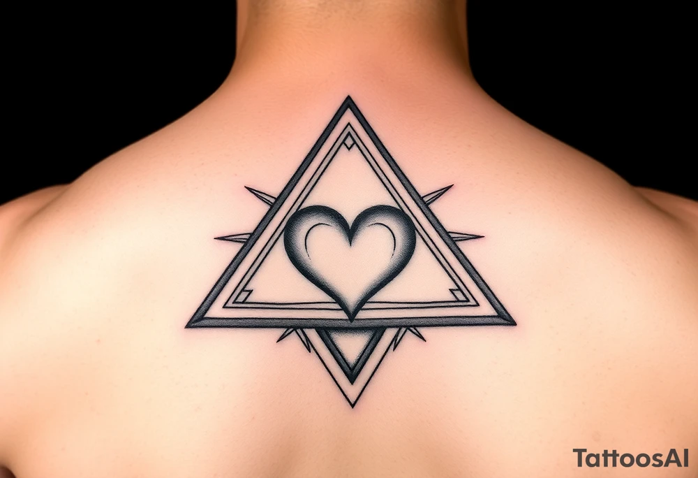 A triangle with a heart in the middle tattoo idea
