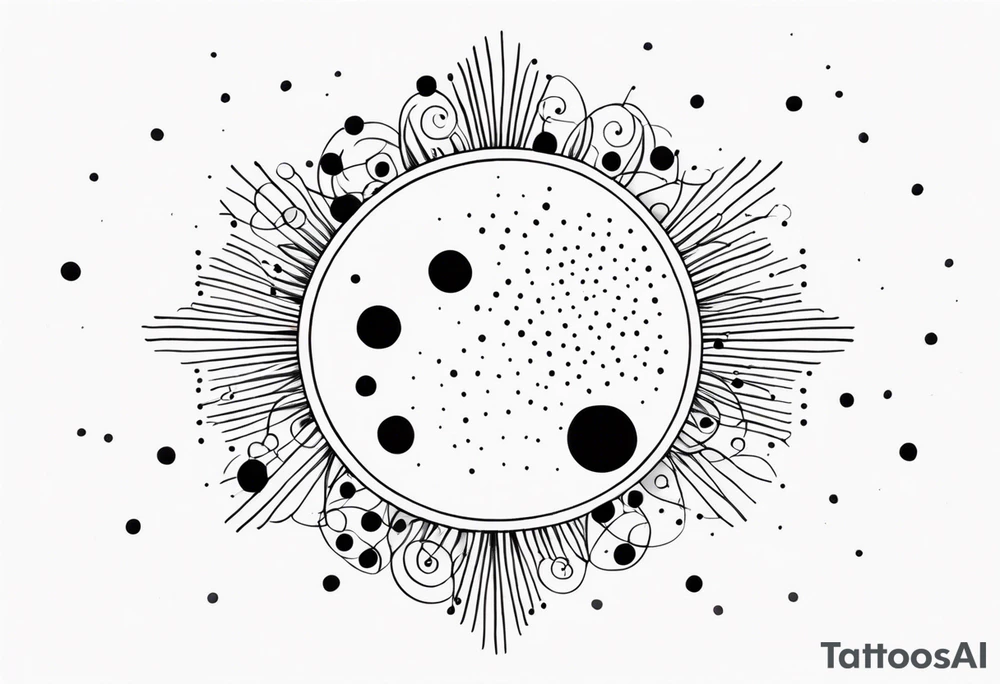 simple sun made of black dots and circles tattoo idea