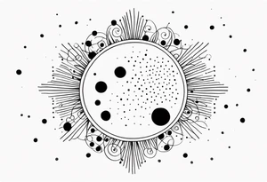 simple sun made of black dots and circles tattoo idea