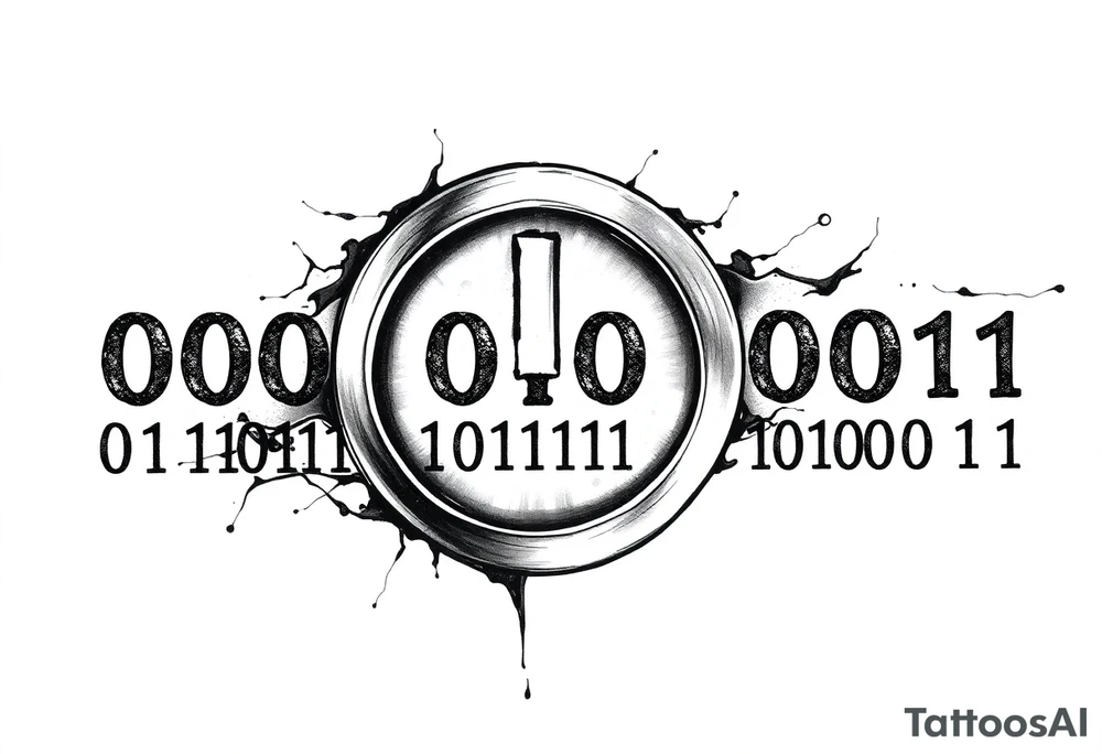 A Power Button with the Binary Text "00100001 01100011 01110000 01110101" Embedded in the background. tattoo idea