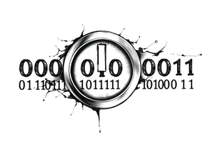 A Power Button with the Binary Text "00100001 01100011 01110000 01110101" Embedded in the background. tattoo idea